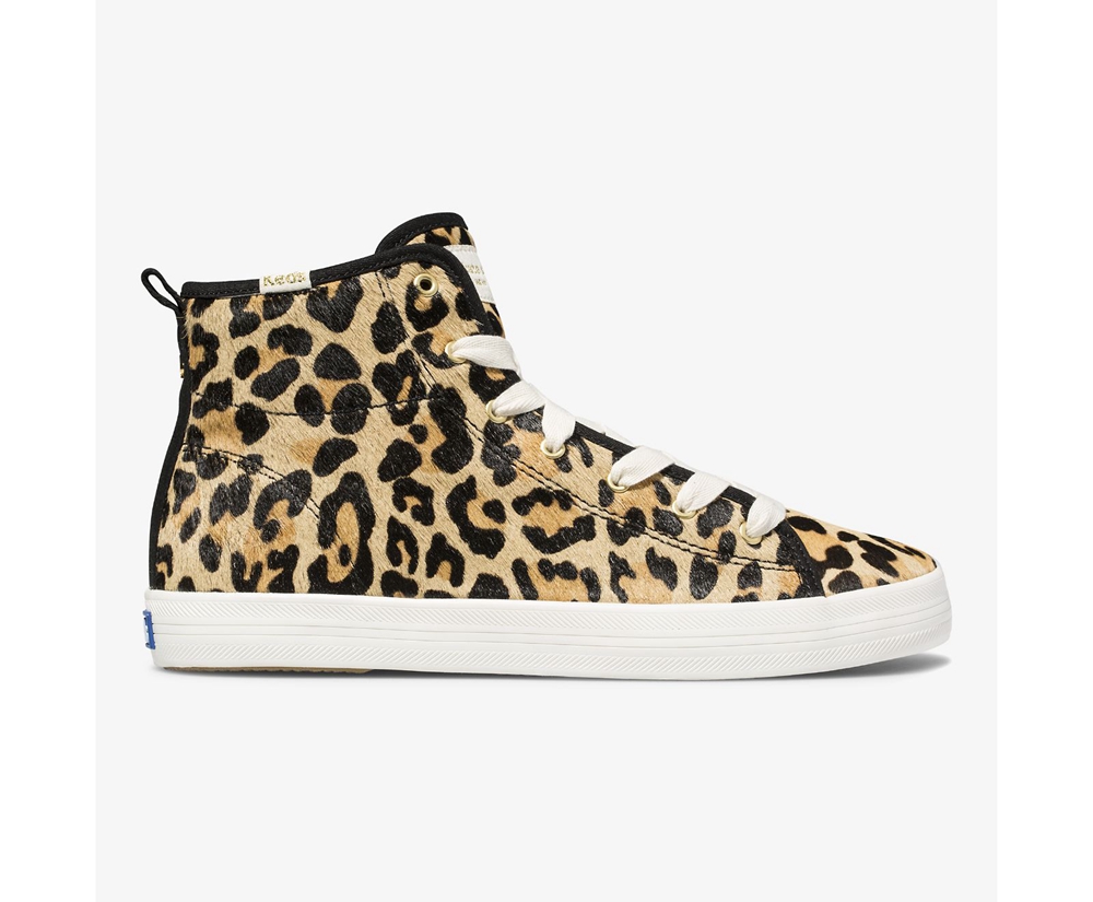 Keds Sneakers Brown - Kate Spade new york Kickstart Hi Leopard Calf Hair - Womens IHKGSE-752